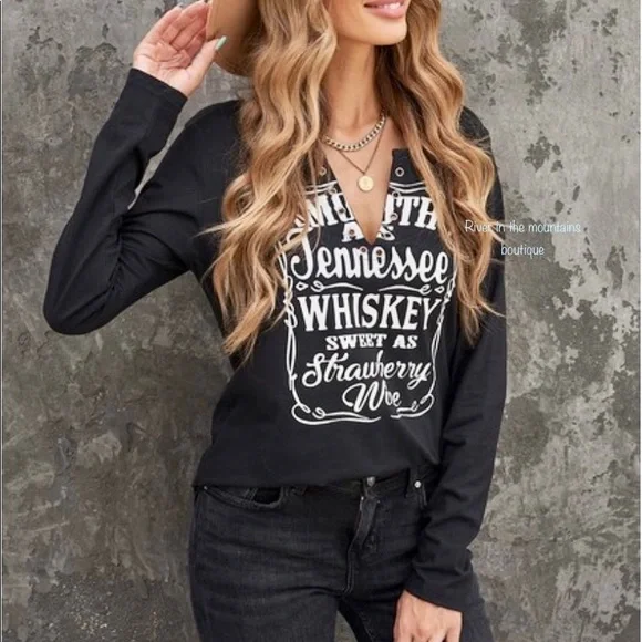 LAST ONE!!!Whiskey Sweet As Strawberry Wine Graphic Top! - Picture 3 of 6